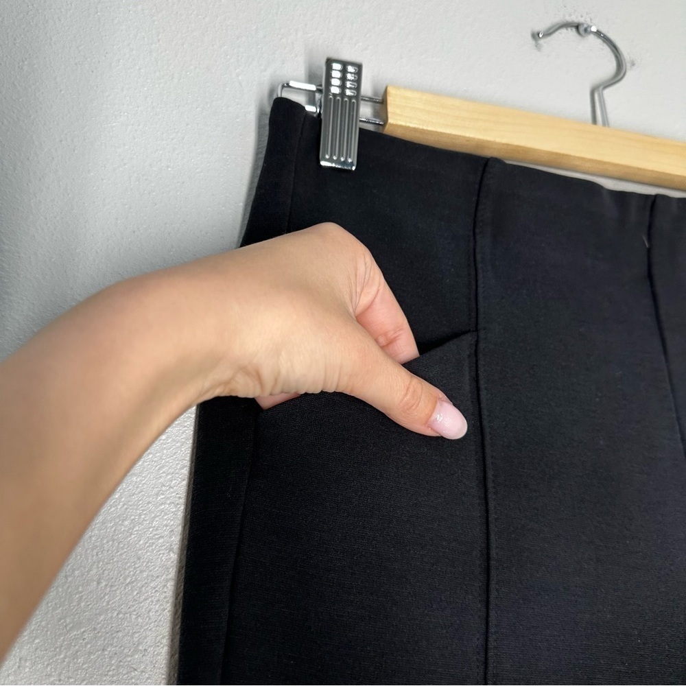 Athleta Siena Skinny Pants Black Ponte Fabric Size 4 Women’s Elastic Waist Zip - Picture 7 of 13